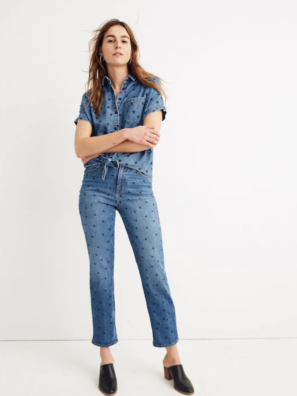 Madewell Classic Straight Jeans: Heart Print Edition
